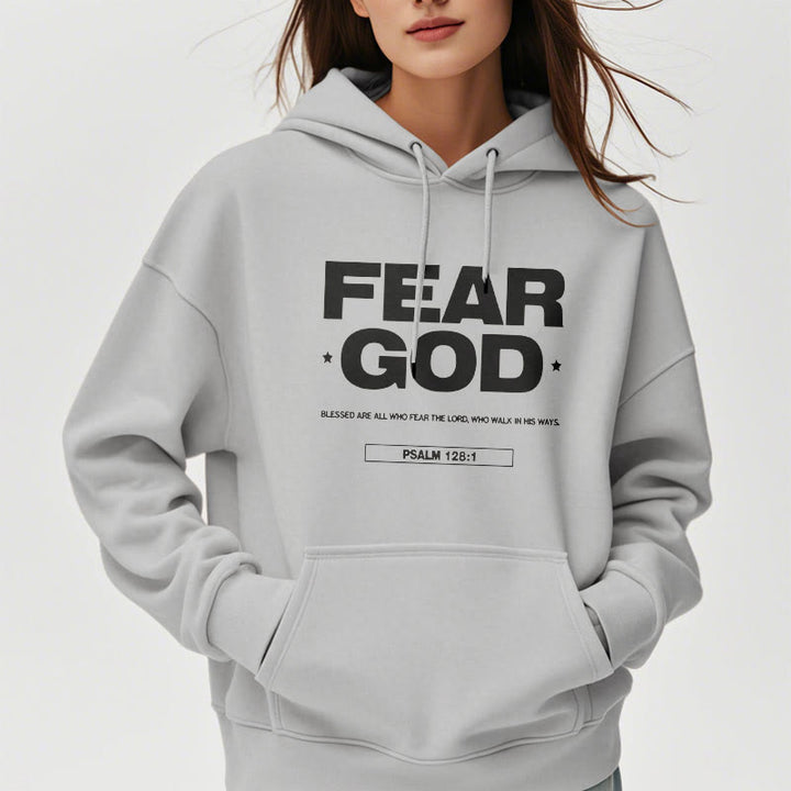 Christianartworkshop Kapuzenpullover aus Polyester im klassischen Zitat-Stil „Fear God Faith Blessed“ mit Fleecefutter