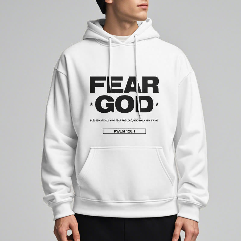 Christianartworkshop Kapuzenpullover aus Polyester im klassischen Zitat-Stil „Fear God Faith Blessed“ mit Fleecefutter