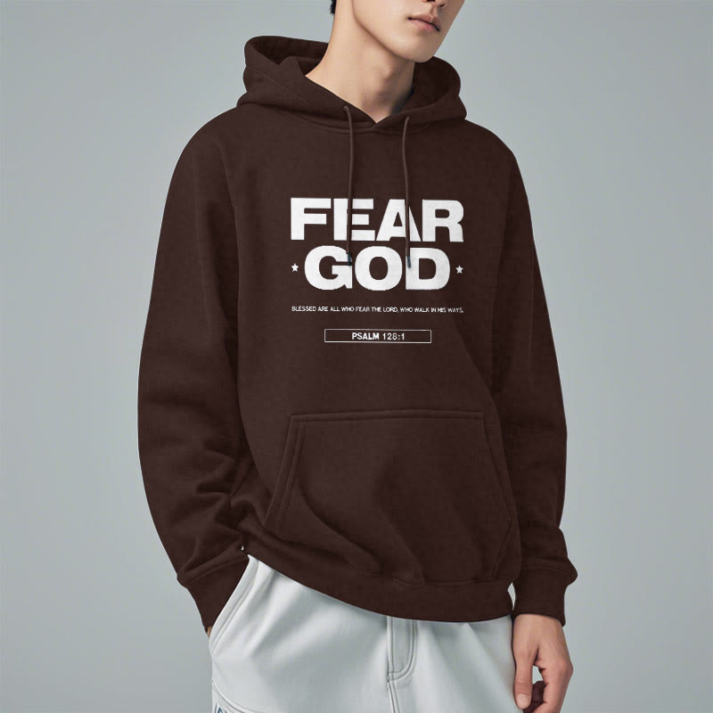 Christianartworkshop Klassischer Hoodie im Zitatstil: „Fürchte Gott, Glaube, Segen“ – Fleecegefüttert, Polyester - image 17