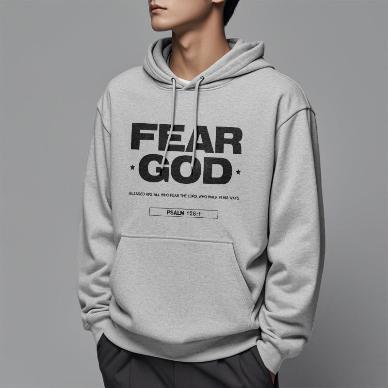 Christianartworkshop Klassischer Hoodie im Zitatstil: „Fürchte Gott, Glaube, Segen“ – Fleecegefüttert, Polyester - image 33