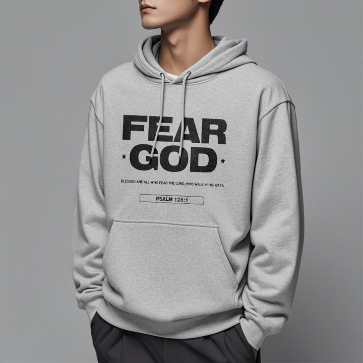 Christianartworkshop Klassischer Hoodie im Zitatstil: „Fürchte Gott, Glaube, Segen“ – Fleecegefüttert, Polyester - image 33