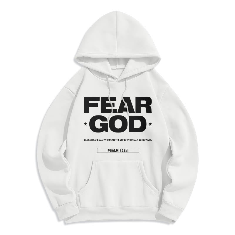 Christianartworkshop Klassischer Hoodie im Zitatstil: „Fürchte Gott, Glaube, Segen“ – Fleecegefüttert, Polyester - Weiß - 2XL - image 5