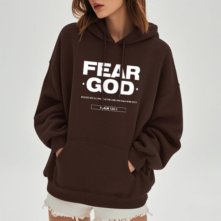 Christianartworkshop Kapuzenpullover aus Polyester im klassischen Zitat-Stil „Fear God Faith Blessed“ mit Fleecefutter
