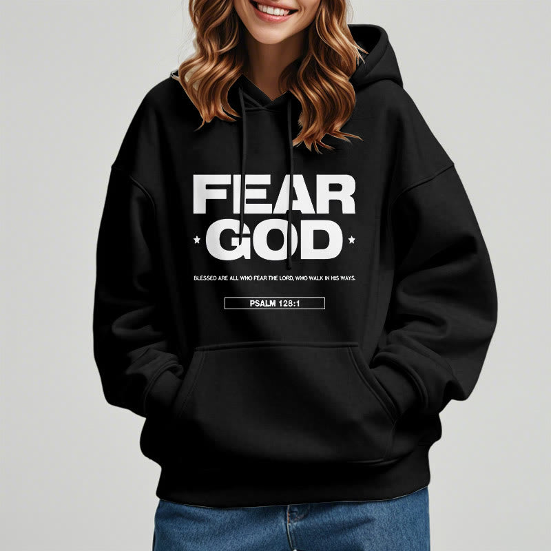 Christianartworkshop Kapuzenpullover aus Polyester im klassischen Zitat-Stil „Fear God Faith Blessed“ mit Fleecefutter