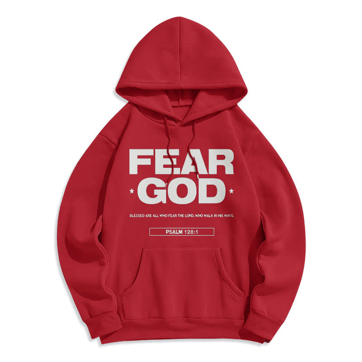 Christianartworkshop Klassischer Hoodie im Zitatstil: „Fürchte Gott, Glaube, Segen“ – Fleecegefüttert, Polyester - Rot - 2XL - image 35