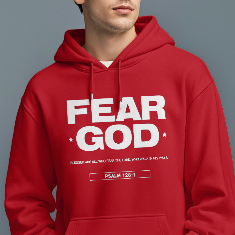 Christianartworkshop Kapuzenpullover aus Polyester im klassischen Zitat-Stil „Fear God Faith Blessed“ mit Fleecefutter