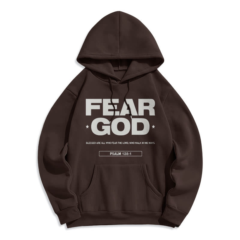Christianartworkshop Klassischer Hoodie im Zitatstil: „Fürchte Gott, Glaube, Segen“ – Fleecegefüttert, Polyester - Braun - 2XL - image 15