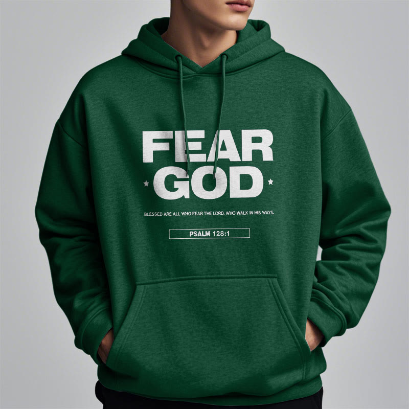 Christianartworkshop Kapuzenpullover aus Polyester im klassischen Zitat-Stil „Fear God Faith Blessed“ mit Fleecefutter