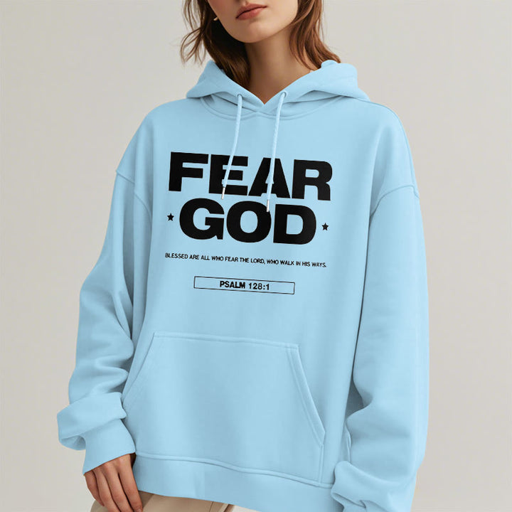 Christianartworkshop Kapuzenpullover aus Polyester im klassischen Zitat-Stil „Fear God Faith Blessed“ mit Fleecefutter