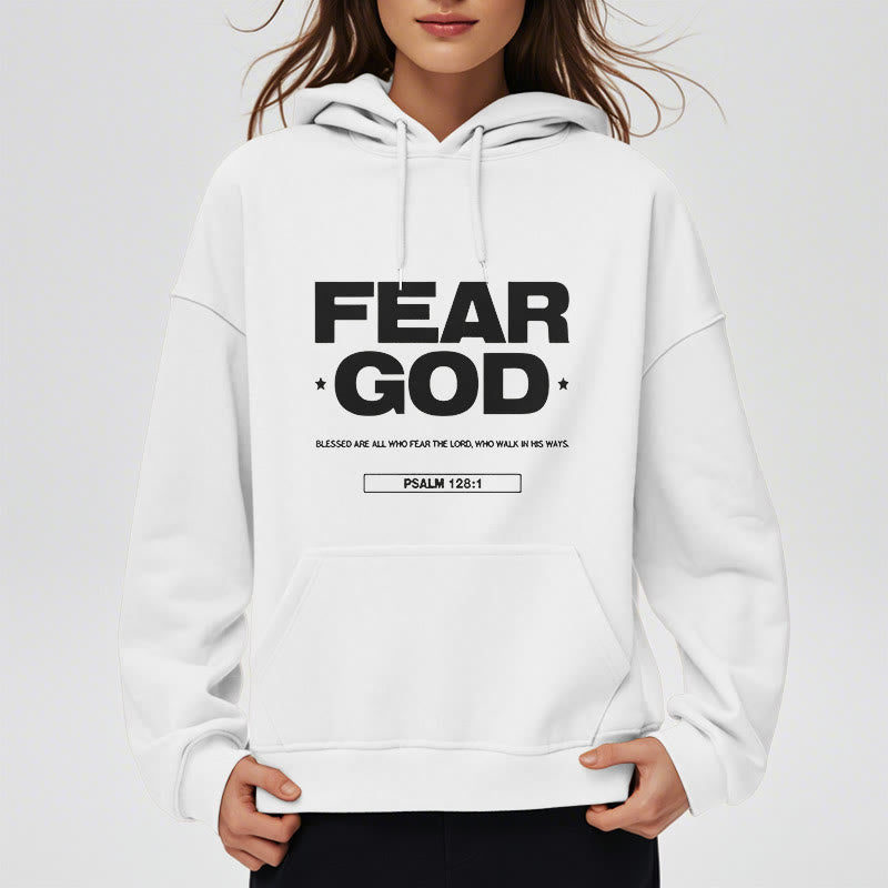 Christianartworkshop Kapuzenpullover aus Polyester im klassischen Zitat-Stil „Fear God Faith Blessed“ mit Fleecefutter
