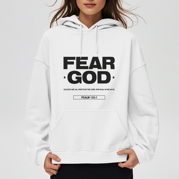 Christianartworkshop Kapuzenpullover aus Polyester im klassischen Zitat-Stil „Fear God Faith Blessed“ mit Fleecefutter
