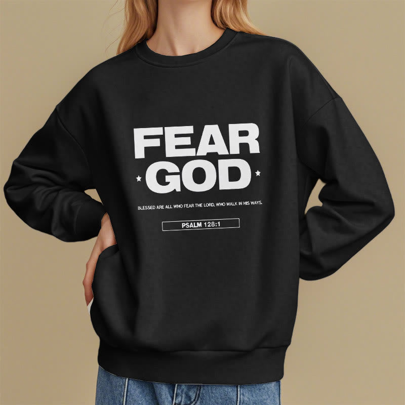 Christianartworkshop Klassisches Zitat-Sweatshirt im Stil von Fear God Faith Blessed, mit Fleece gefüttert, Polyester