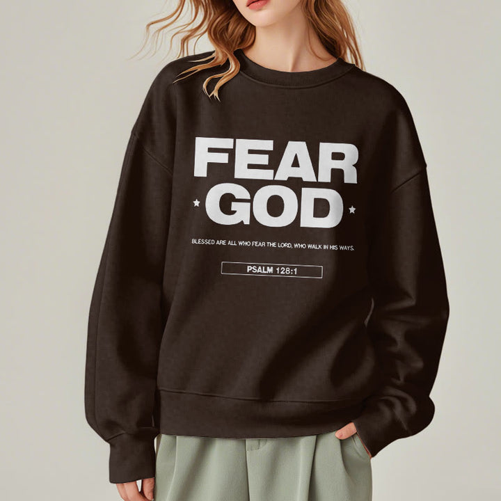 Christianartworkshop Klassisches Zitat-Sweatshirt im Stil von Fear God Faith Blessed, mit Fleece gefüttert, Polyester