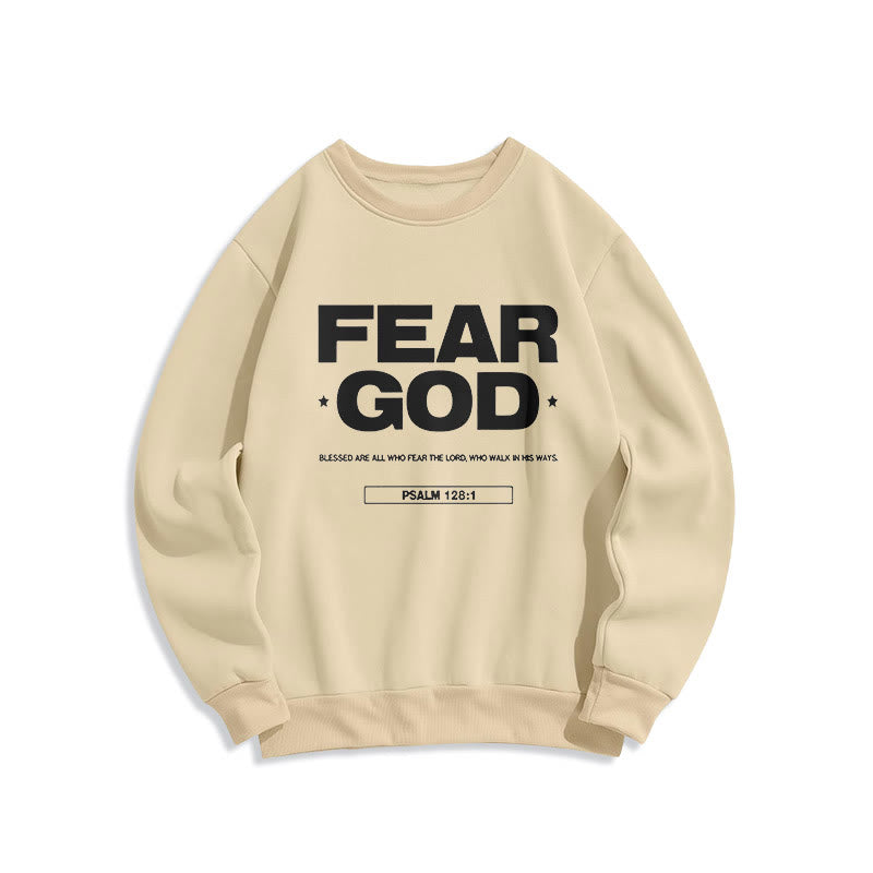 Christianartworkshop Klassisches Sweatshirt im Zitatstil: „Fürchte Gott, Glaube, Segen“, gefüttert mit Fleece, Polyester - Beige - 2XL - image 10