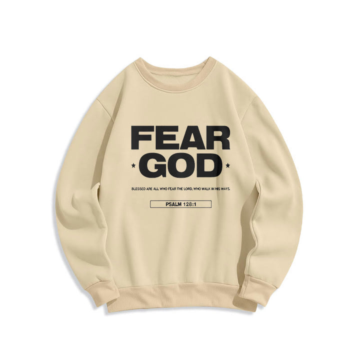 Christianartworkshop Klassisches Sweatshirt im Zitatstil: „Fürchte Gott, Glaube, Segen“, gefüttert mit Fleece, Polyester - Beige - 2XL - image 10