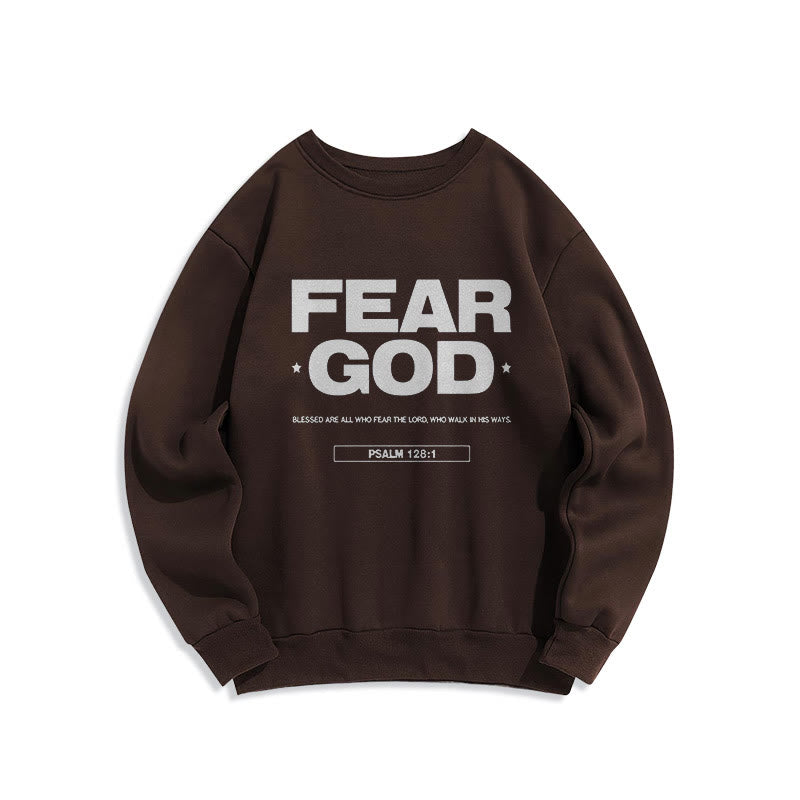 Christianartworkshop Klassisches Sweatshirt im Zitatstil: „Fürchte Gott, Glaube, Segen“, gefüttert mit Fleece, Polyester - Braun - 2XL - image 15