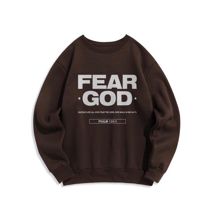 Christianartworkshop Klassisches Sweatshirt im Zitatstil: „Fürchte Gott, Glaube, Segen“, gefüttert mit Fleece, Polyester - Braun - 2XL - image 15