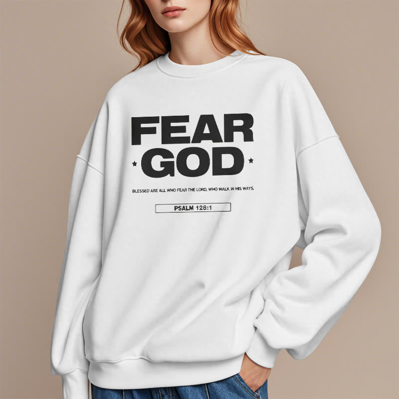 Christianartworkshop Klassisches Zitat-Sweatshirt im Stil von Fear God Faith Blessed, mit Fleece gefüttert, Polyester