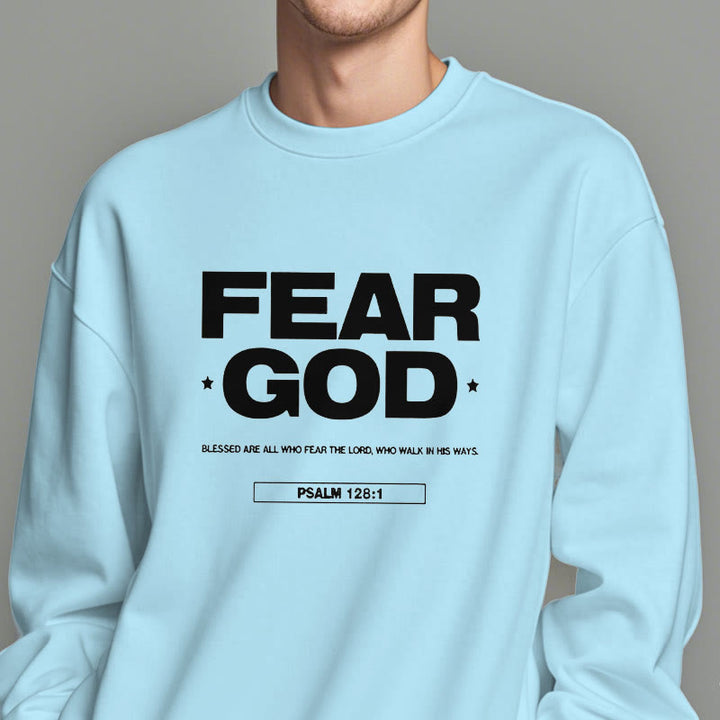 Christianartworkshop Klassisches Zitat-Sweatshirt im Stil von Fear God Faith Blessed, mit Fleece gefüttert, Polyester