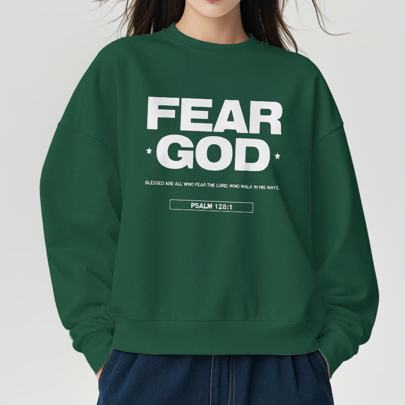 Christianartworkshop Klassisches Zitat-Sweatshirt im Stil von Fear God Faith Blessed, mit Fleece gefüttert, Polyester
