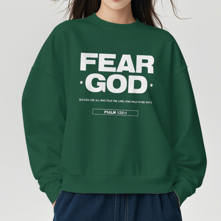 Christianartworkshop Klassisches Zitat-Sweatshirt im Stil von Fear God Faith Blessed, mit Fleece gefüttert, Polyester
