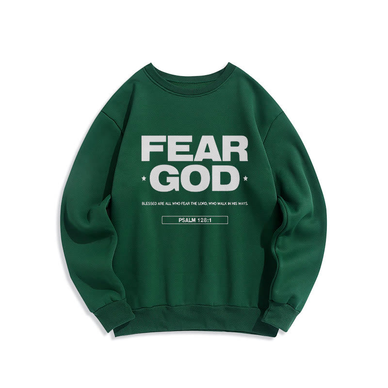 Christianartworkshop Klassisches Zitat-Sweatshirt im Stil von Fear God Faith Blessed, mit Fleece gefüttert, Polyester