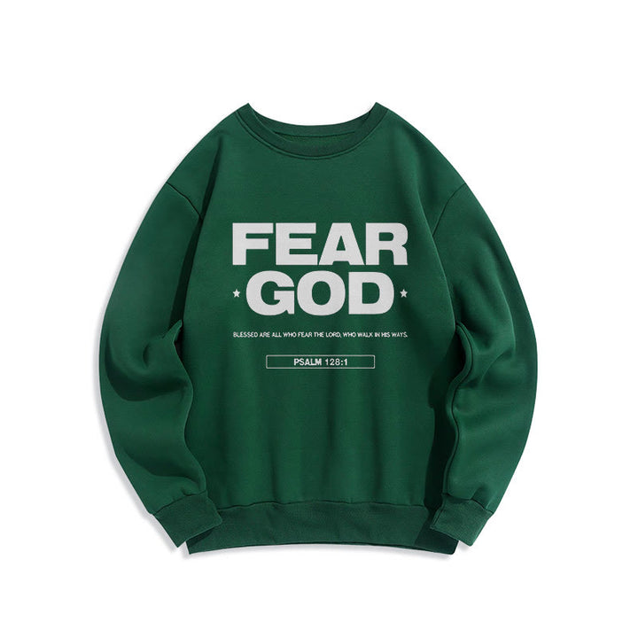 Christianartworkshop Klassisches Zitat-Sweatshirt im Stil von Fear God Faith Blessed, mit Fleece gefüttert, Polyester