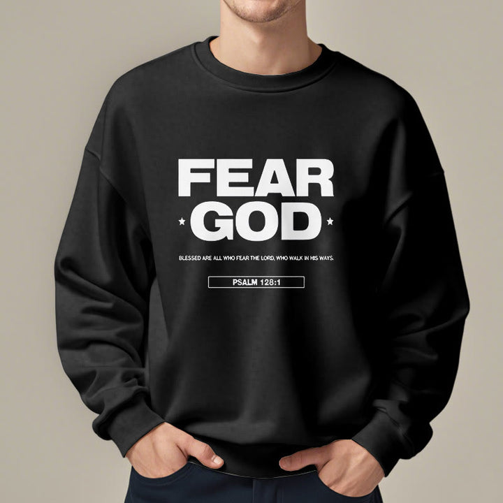 Christianartworkshop Klassisches Zitat-Sweatshirt im Stil von Fear God Faith Blessed, mit Fleece gefüttert, Polyester