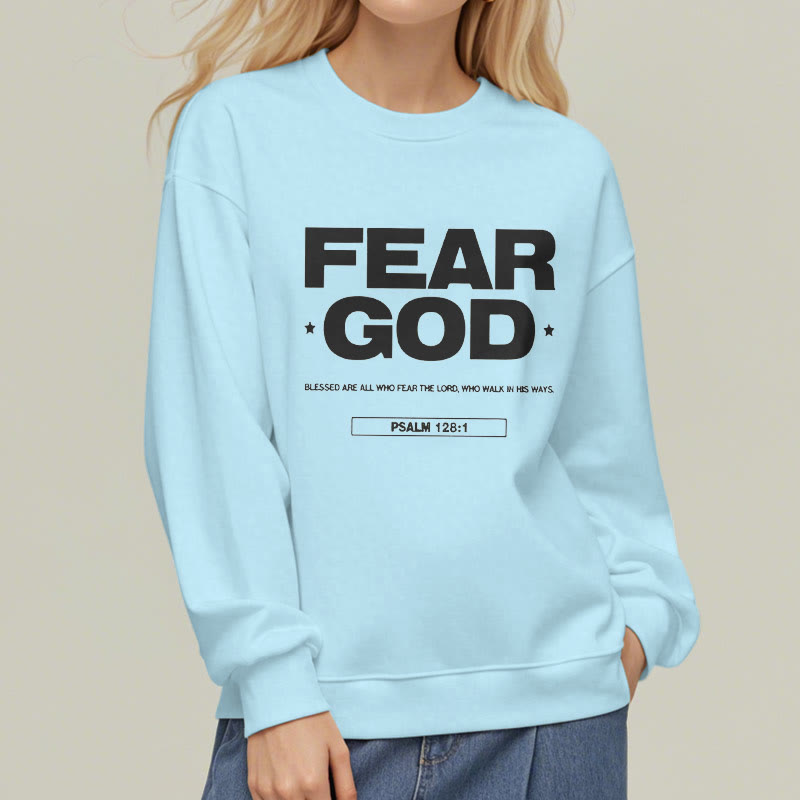 Christianartworkshop Klassisches Zitat-Sweatshirt im Stil von Fear God Faith Blessed, mit Fleece gefüttert, Polyester