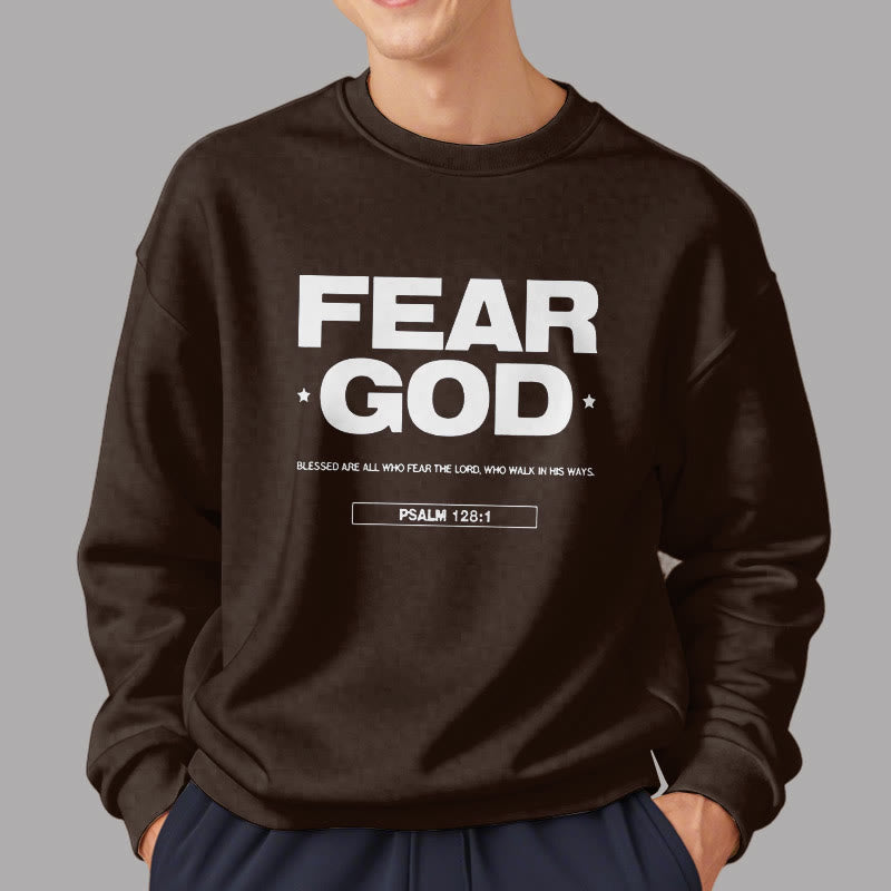 Christianartworkshop Klassisches Zitat-Sweatshirt im Stil von Fear God Faith Blessed, mit Fleece gefüttert, Polyester