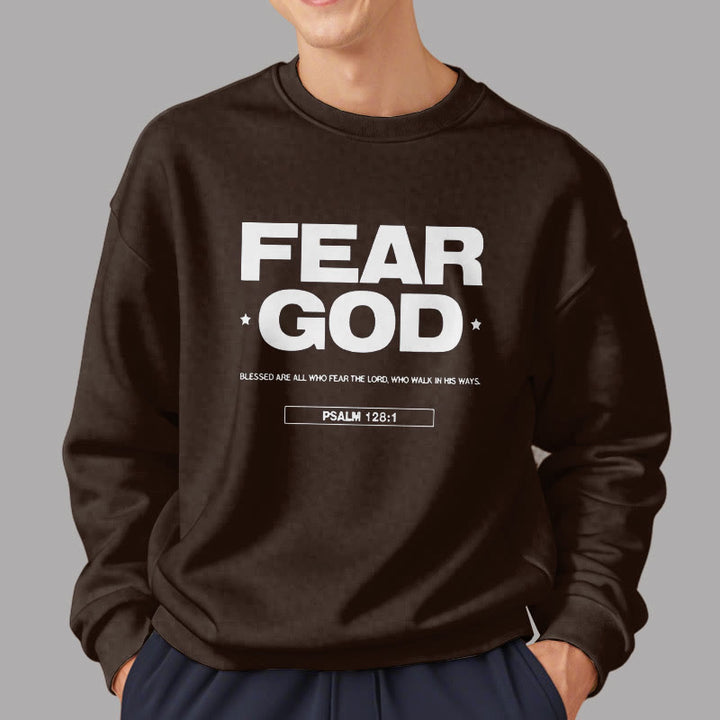 Christianartworkshop Klassisches Zitat-Sweatshirt im Stil von Fear God Faith Blessed, mit Fleece gefüttert, Polyester