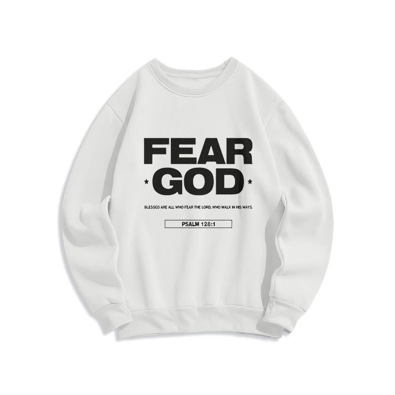 Christianartworkshop Klassisches Sweatshirt im Zitatstil: „Fürchte Gott, Glaube, Segen“, gefüttert mit Fleece, Polyester - Weiß - 2XL - image 5