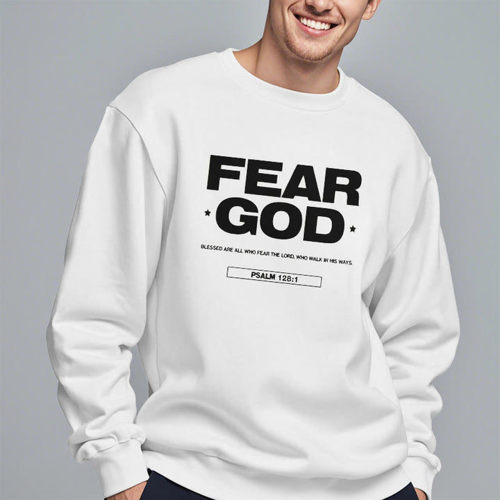 Christianartworkshop Klassisches Zitat-Sweatshirt im Stil von Fear God Faith Blessed, mit Fleece gefüttert, Polyester