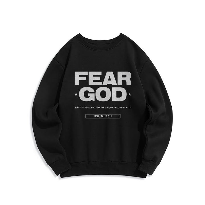 Christianartworkshop Klassisches Zitat-Sweatshirt im Stil von Fear God Faith Blessed, mit Fleece gefüttert, Polyester