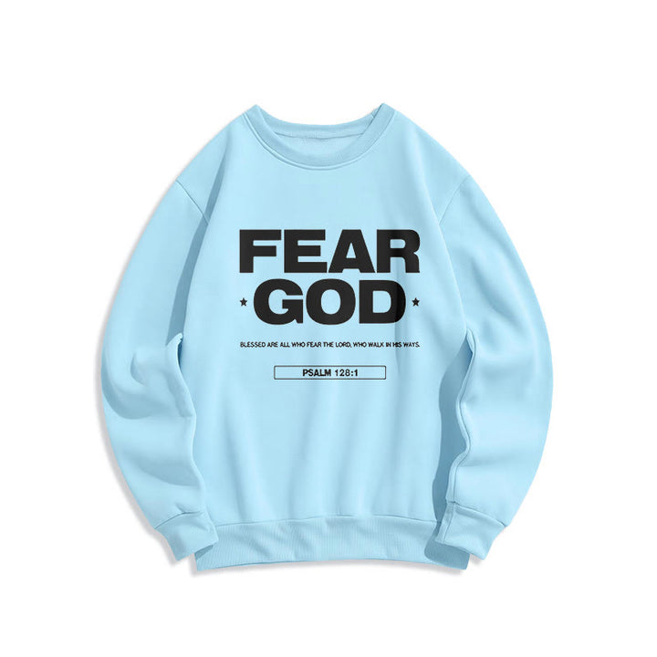 Christianartworkshop Klassisches Sweatshirt im Zitatstil: „Fürchte Gott, Glaube, Segen“, gefüttert mit Fleece, Polyester - Blau - 2XL - image 25