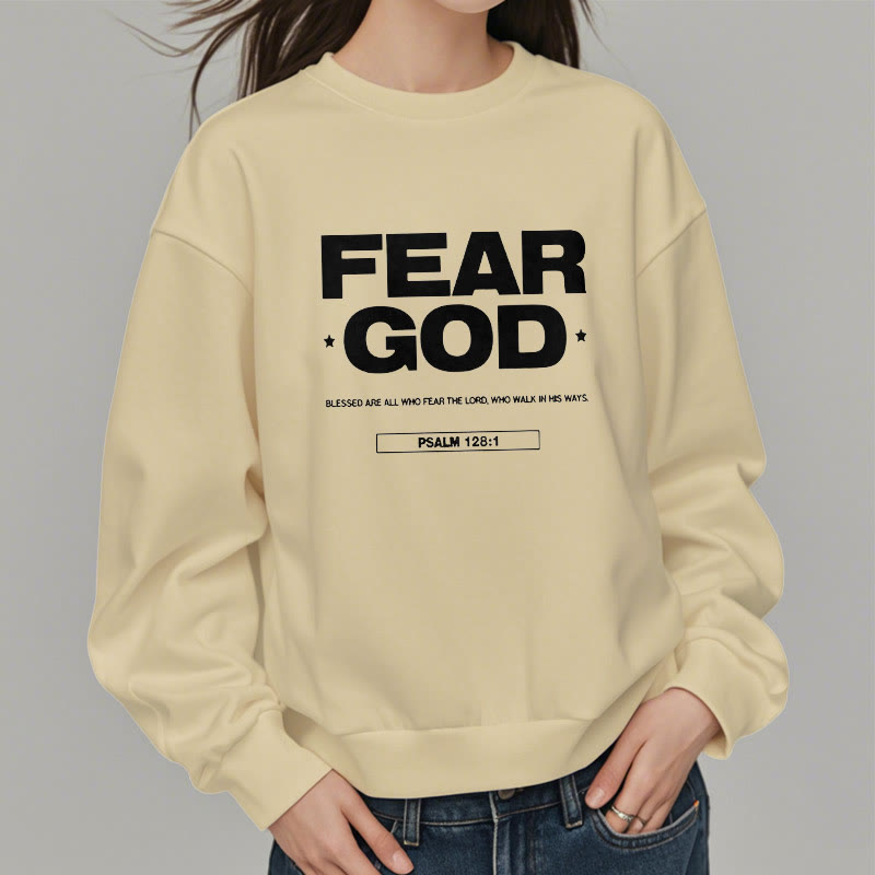 Christianartworkshop Klassisches Zitat-Sweatshirt im Stil von Fear God Faith Blessed, mit Fleece gefüttert, Polyester