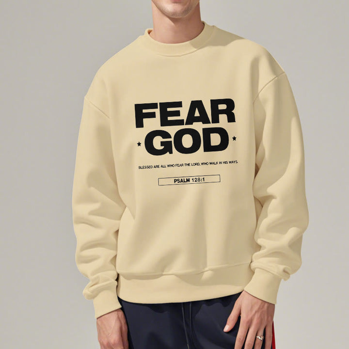 Christianartworkshop Klassisches Zitat-Sweatshirt im Stil von Fear God Faith Blessed, mit Fleece gefüttert, Polyester