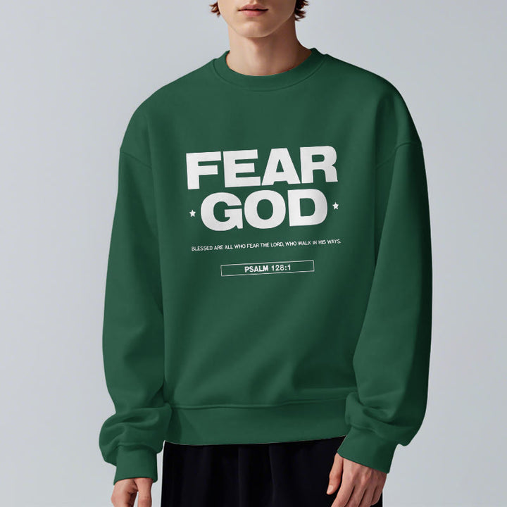 Christianartworkshop Klassisches Zitat-Sweatshirt im Stil von Fear God Faith Blessed, mit Fleece gefüttert, Polyester
