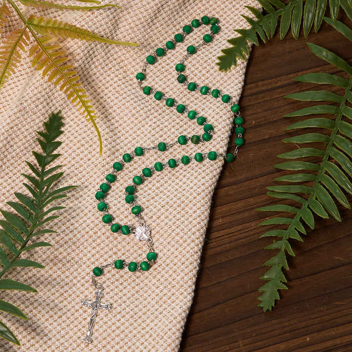 Christianartworkshop Jerusalem-Medaille und Kruzifix, 7 mm rund, weiße Rosenholzlegierung, Rosenkranzkette - image 13