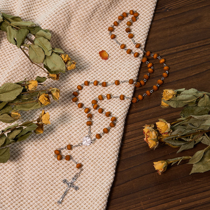 Christianartworkshop Jerusalem-Medaille und Kruzifix, 7 mm rund, weiße Rosenholzlegierung, Rosenkranzkette - image 10