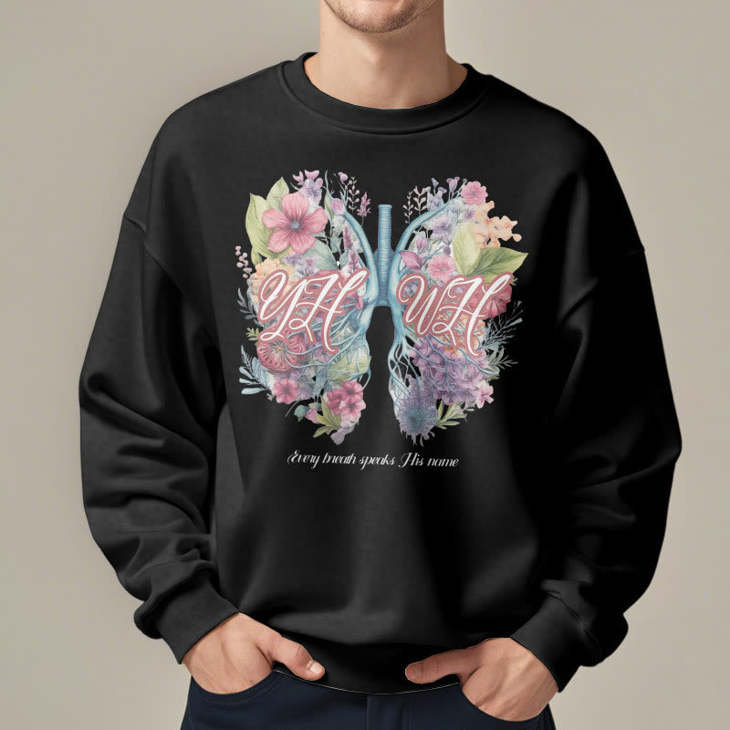 Christianartworkshop Farbiges Sweatshirt „Jeder Atemzug spricht seinen Namen“ aus gefüttertem Polyester - image 7