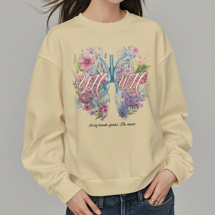Christianartworkshop Farbiger Stil „Jeder Atemzug spricht seinen Namen“ Polyester-Sweatshirt mit Fleecefutter - image 12