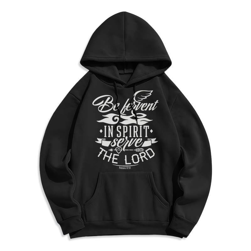 Christianartworkshop Moderner Stil Be Fervent In Spirit Fleece-gefütterter Polyester-Kapuzenpullover - Schwarz - 2XL - image 5