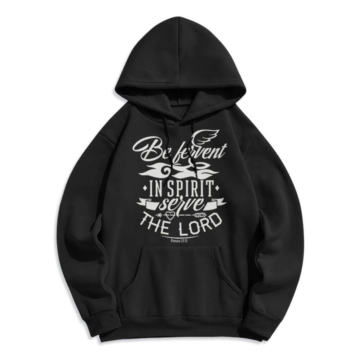 Christianartworkshop Moderner Stil Be Fervent In Spirit Fleece-gefütterter Polyester-Kapuzenpullover - Schwarz - 2XL - image 5
