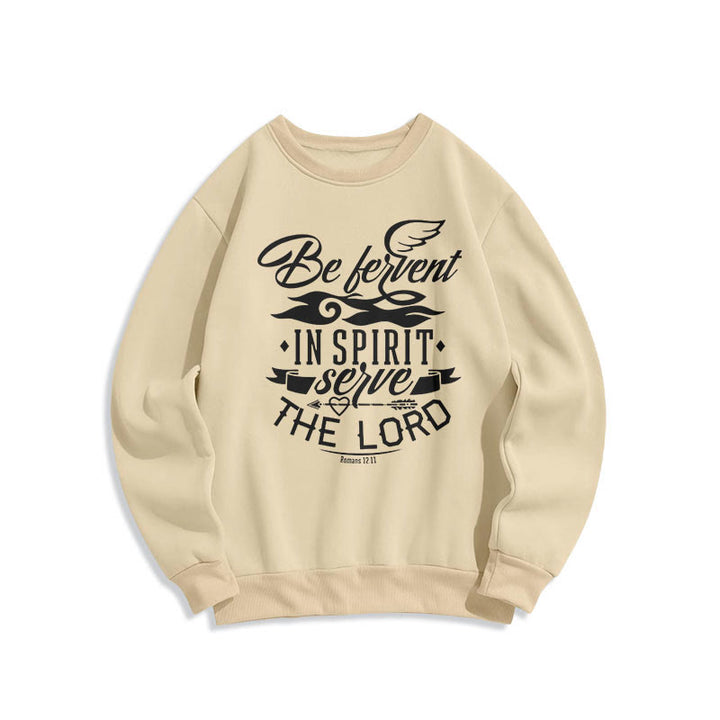 Christianartworkshop Moderner Stil Be Fervent In Spirit Fleece-gefüttertes Polyester-Sweatshirt - Beige - 2XL - image 10