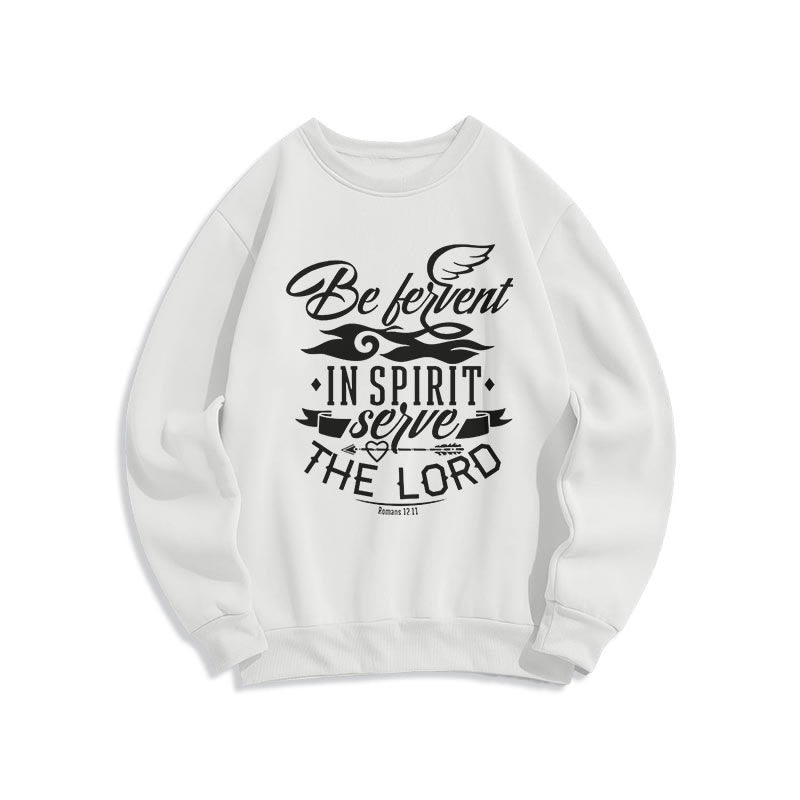 Christianartworkshop Modern Style Be Fervent In Spirit Fleece-gefüttertes Polyester-Sweatshirt - Weiß - 2XL - image 0