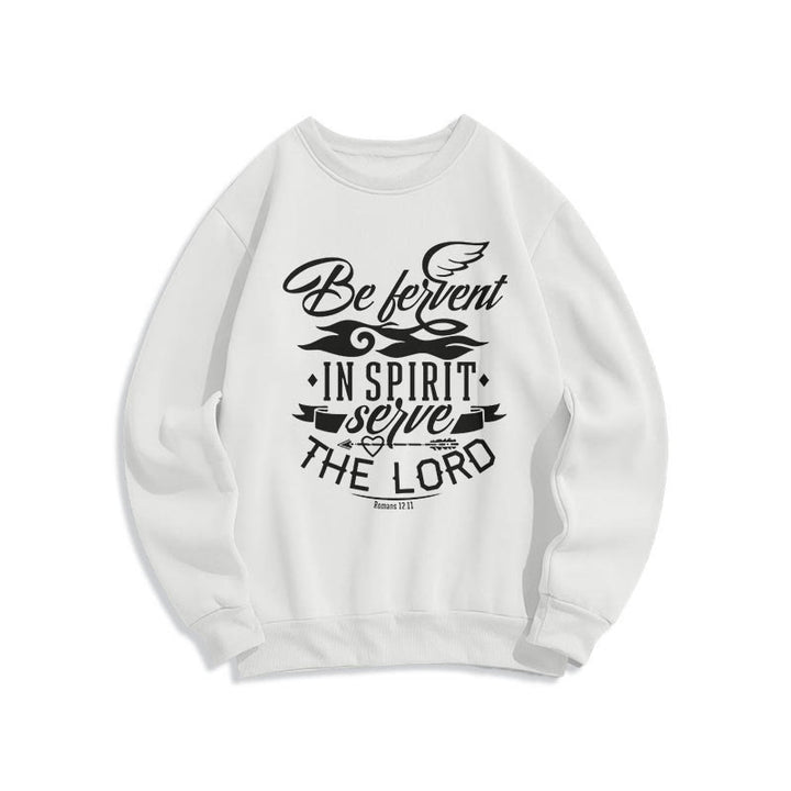Christianartworkshop Modern Style Be Fervent In Spirit Fleece-gefüttertes Polyester-Sweatshirt - Weiß - 2XL - image 0