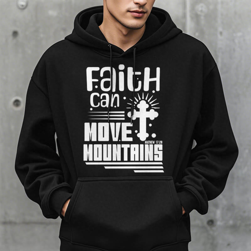Christianartworkshop Moderner Stil Faith Can Move Mountains Fleece-gefütterter Polyester-Kapuzenpullover
