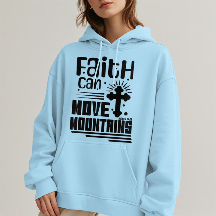 Christianartworkshop Moderner Stil Faith Can Move Mountains Fleece-gefütterter Polyester-Kapuzenpullover