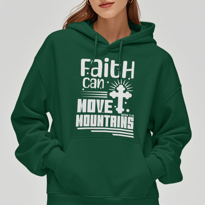 Christianartworkshop Moderner Stil Faith Can Move Mountains Fleece-gefütterter Polyester-Kapuzenpullover